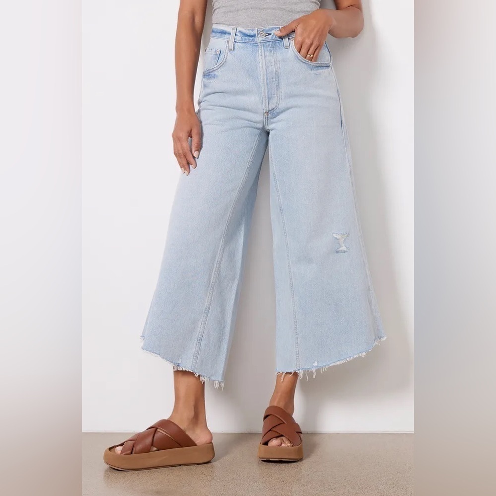 Citizens Of Humanity Distressed Dramatic Skirt Like Look Tessa Culotte Jean 24 - Picture 3 of 9